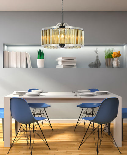 Chelsea 8 light polished nickel Chandelier Golden Teak (Smoky) Royal Cut Crystal