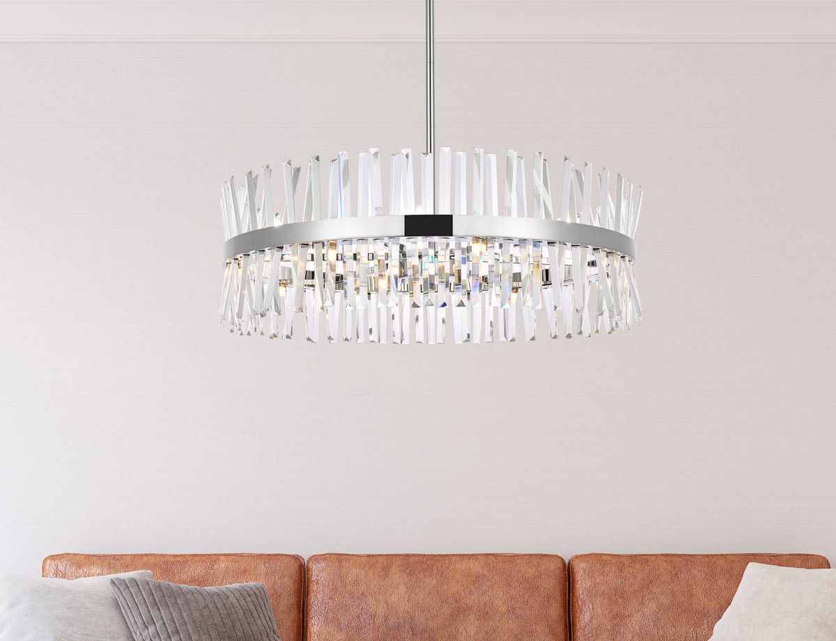 Serephina 36 inch crystal round chandelier light in chrome