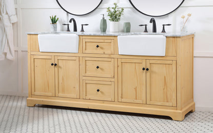 72 inch double bathroom vanity in natural wood
