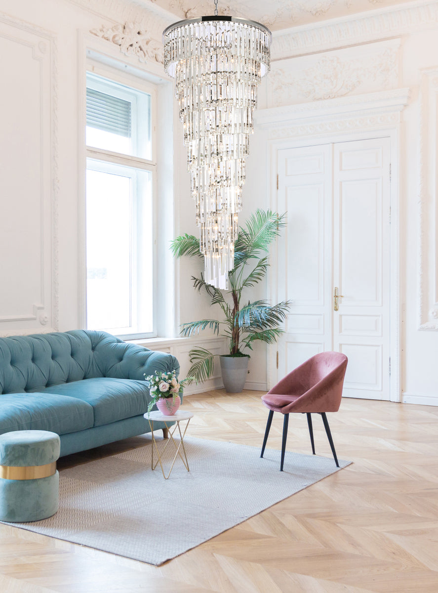 Sydney 30 inch spiral crystal chandelier in polished nickel