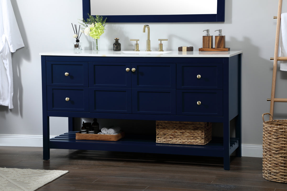 60 inch Single bathroom vanity in blue