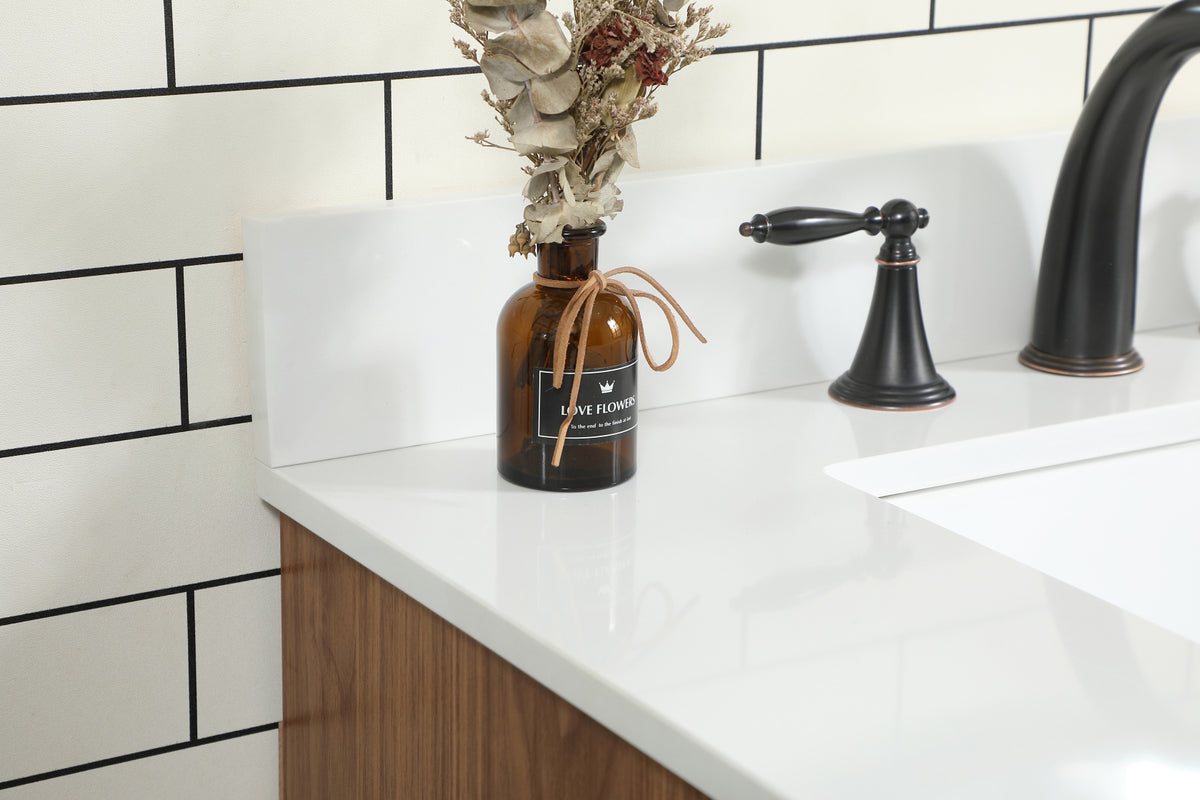 30 inch Single bathroom vanity in walnut brown with backsplash