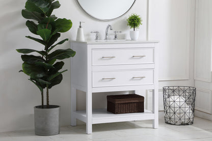 30 inch Single Bathroom Vanity in White