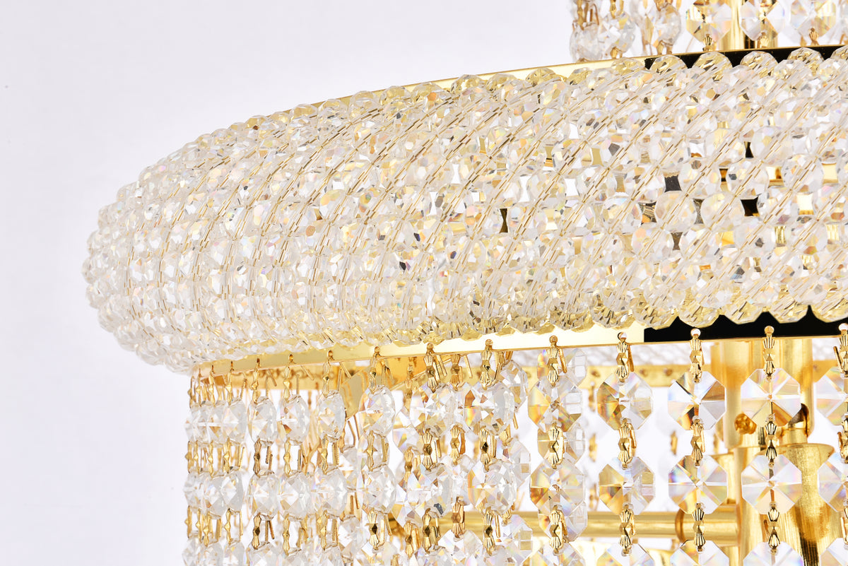 Spiral 10 light Gold Pendant Clear Royal Cut Crystal