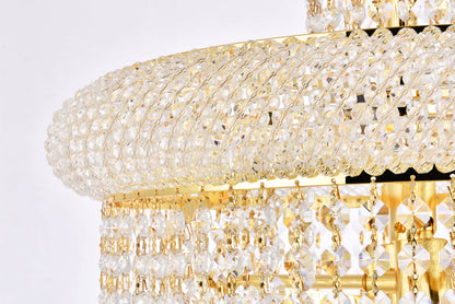 Spiral 10 light Gold Pendant Clear Royal Cut Crystal