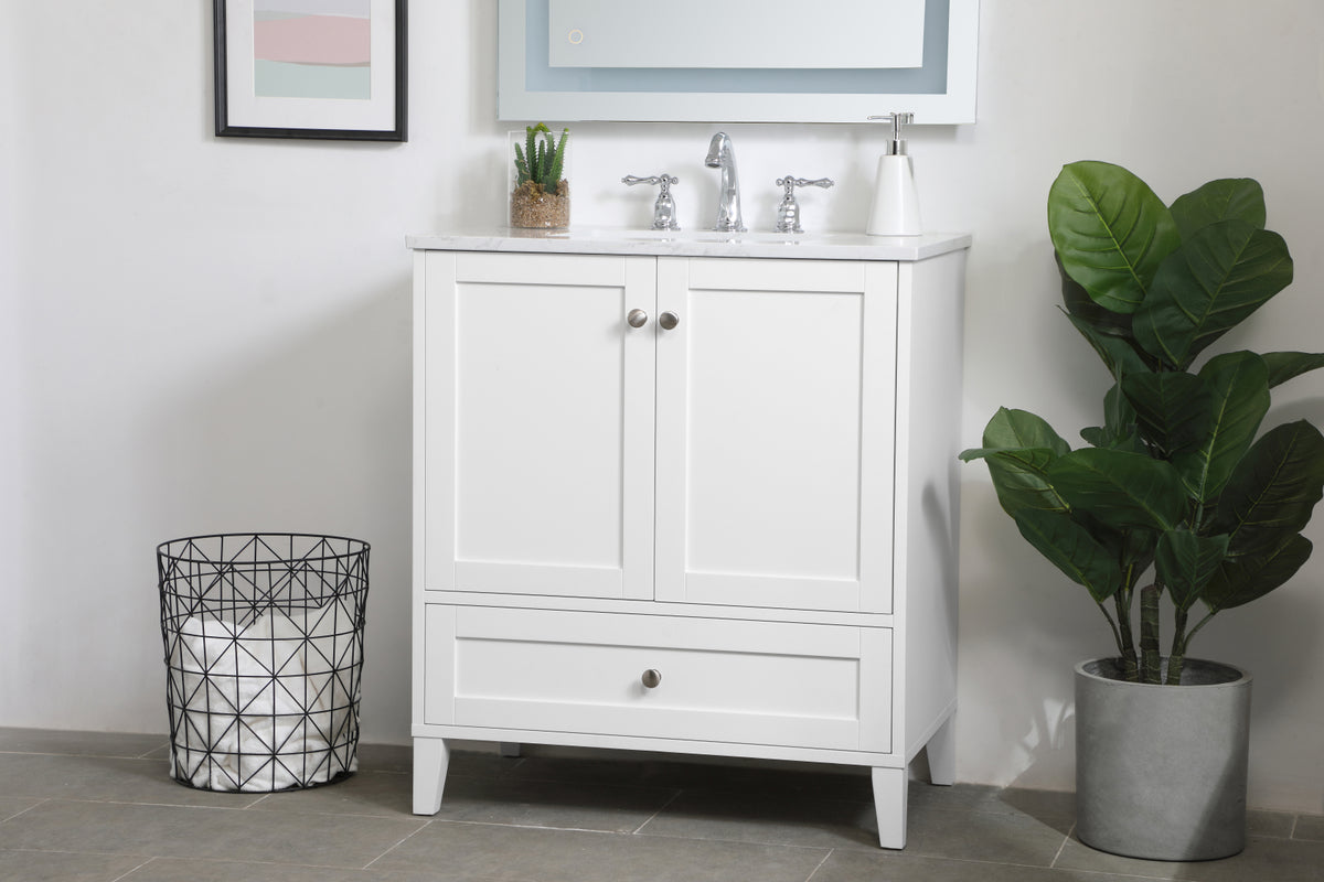 30 inch Single Bathroom Vanity in White