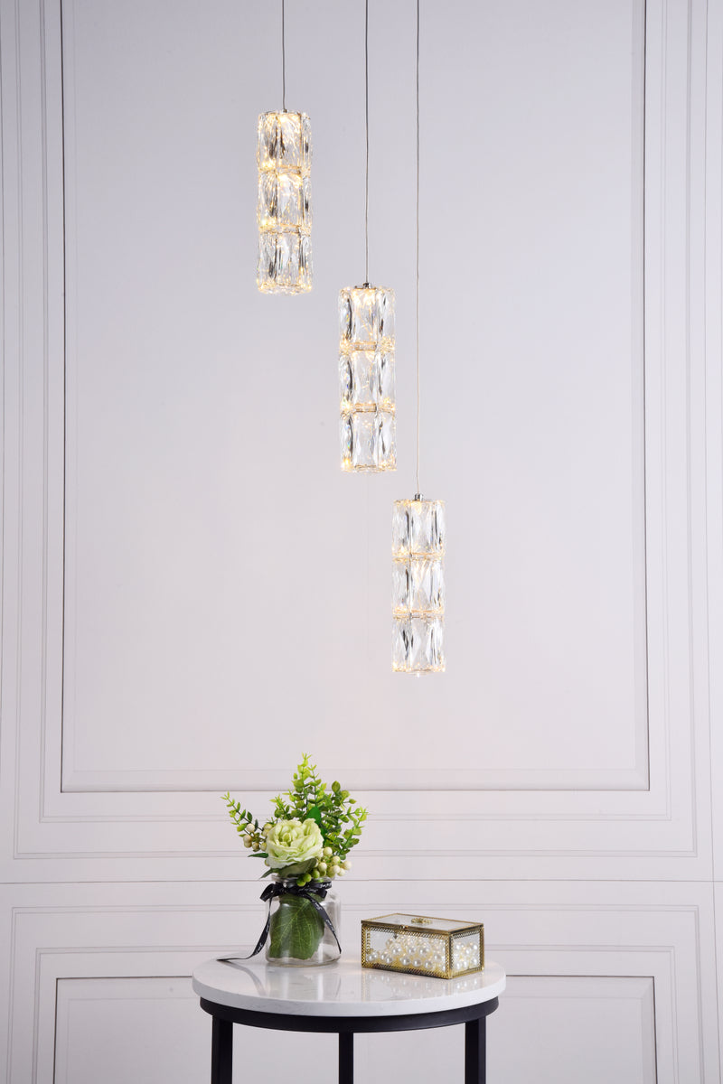 Polaris LED light Chrome Pendant Clear Crystal