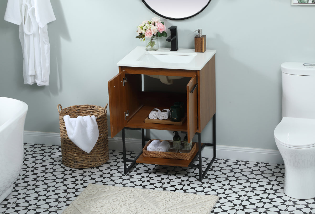 24 inch Single bathroom vanity in teak