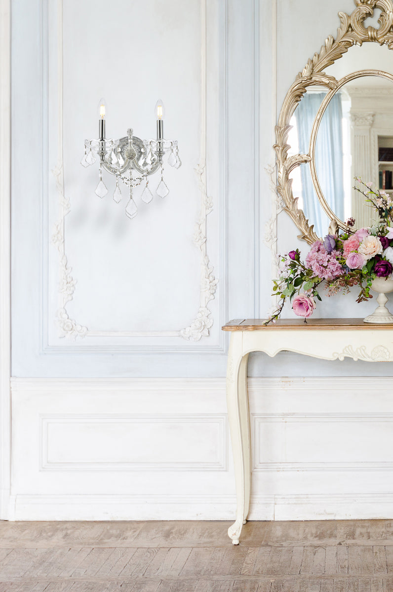 Maria Theresa 2 light Chrome Wall Sconce Clear Royal Cut Crystal