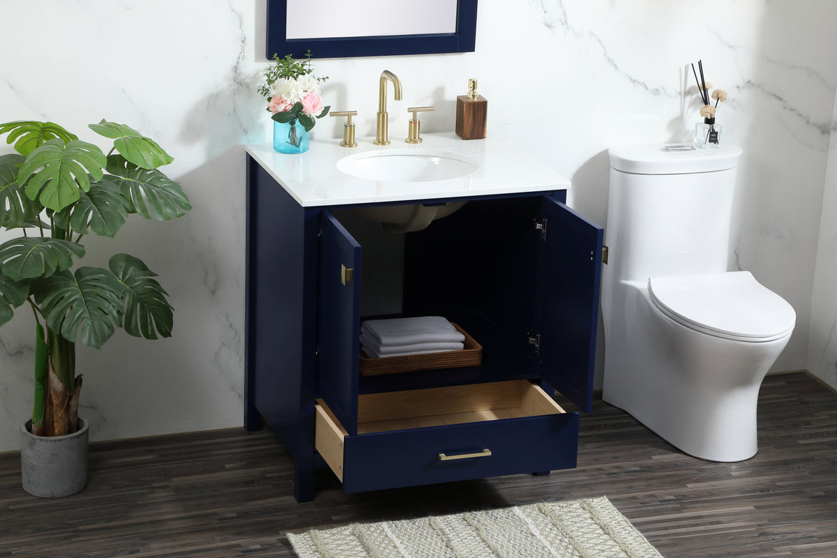 30 inch Single bathroom vanity in blue
