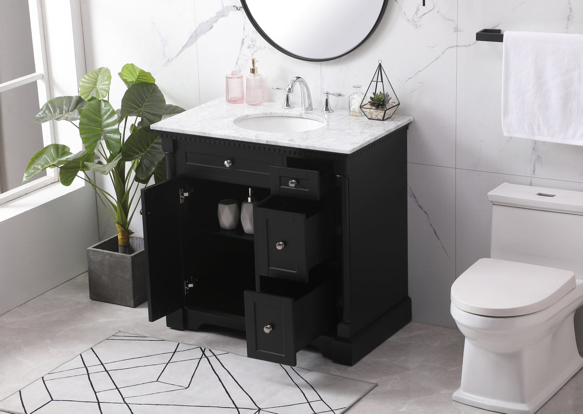 36 inch Single bathroom vanity set in black