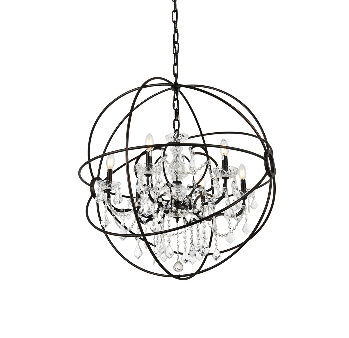 Geneva 6 light Dark Bronze Chandelier Clear Royal Cut crystal