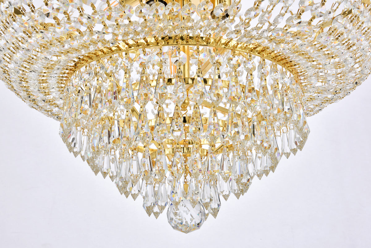 Century 12 light Gold Chandelier Clear Royal Cut Crystal