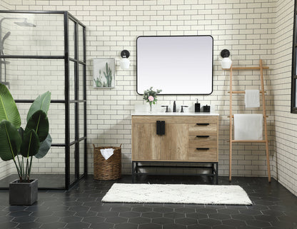 42 inch Single bathroom vanity in natural oak with backsplash
