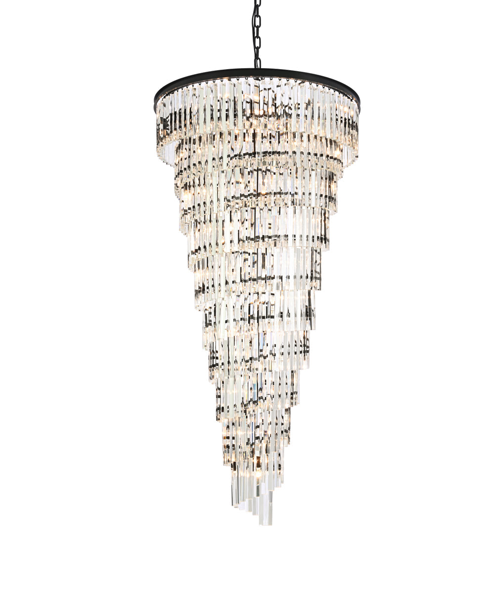 Sydney 36.5 inch spiral crystal chandelier in matte black