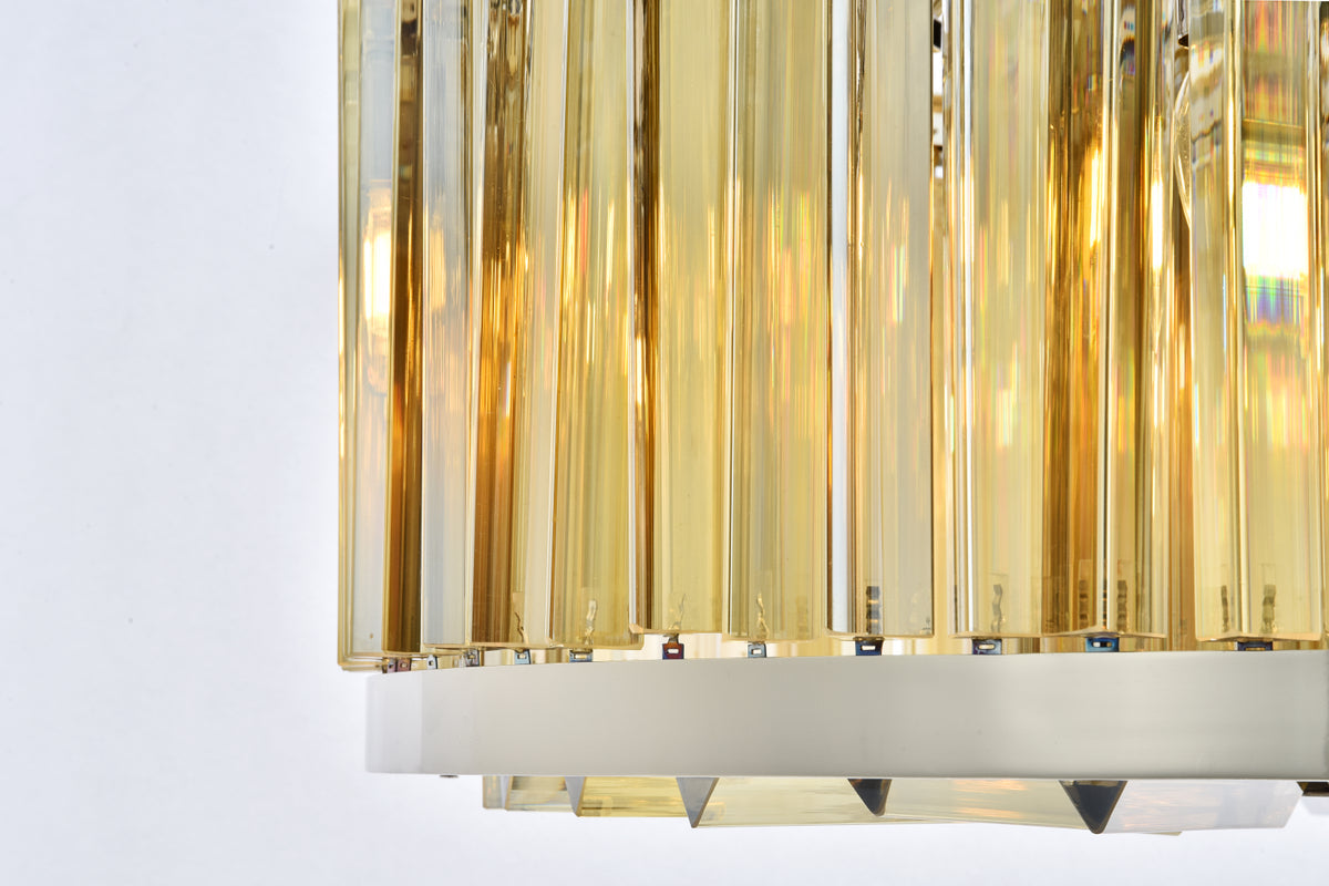 Chelsea 8 light polished nickel Chandelier Golden Teak (Smoky) Royal Cut Crystal