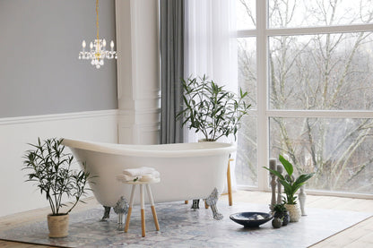 Rococo 4 light Gold Pendant Clear Royal Cut Crystal