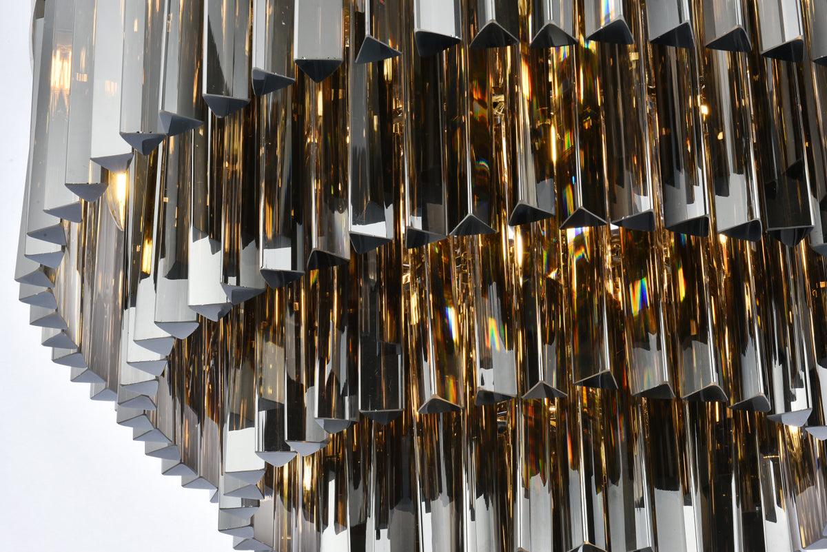 Sydney 17 light polished nickel Flush Mount Silver Shade (Grey) Royal Cut Crystal