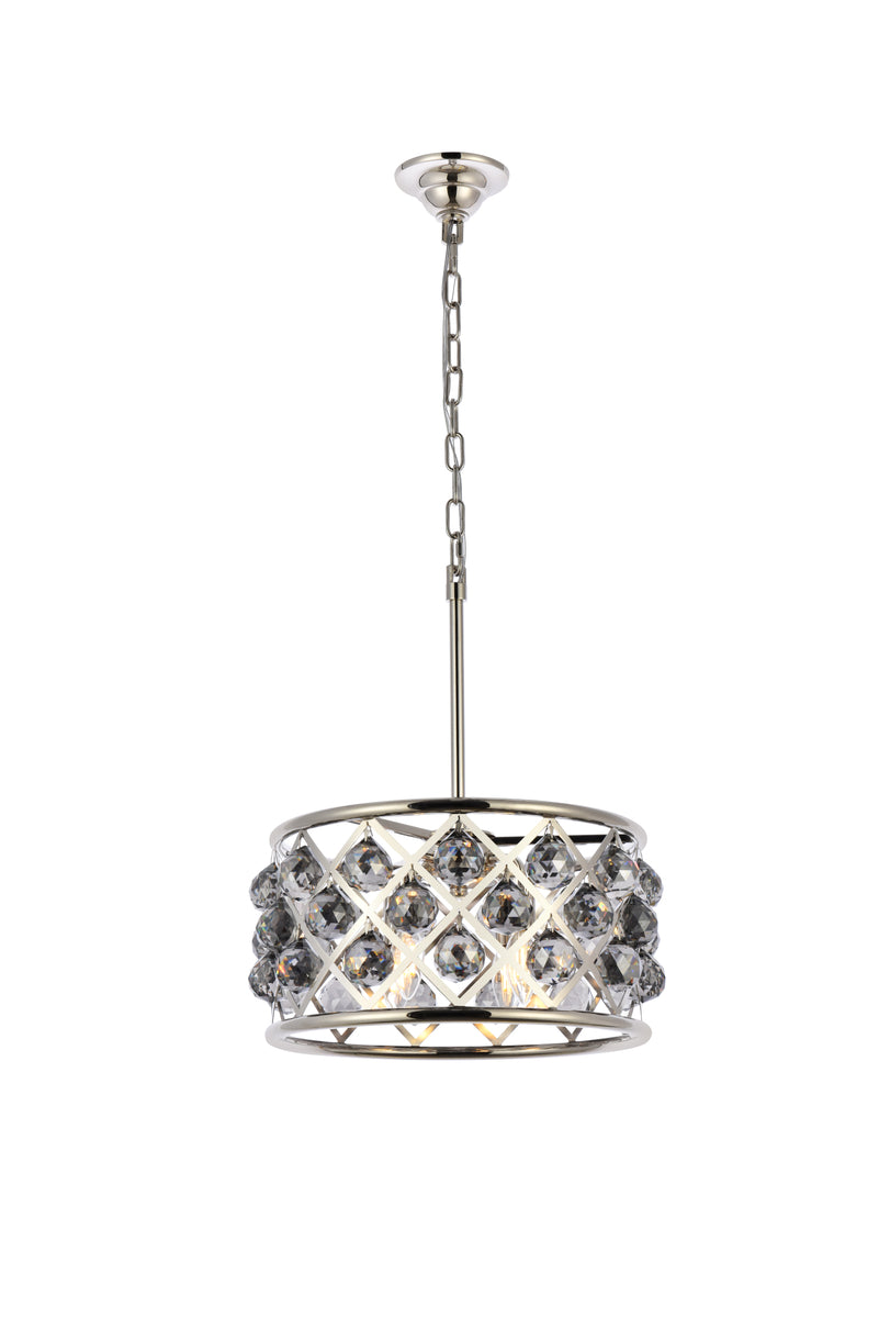 Madison 4 light polished Nickel Pendant Silver Shade (Grey) Royal Cut Crystal