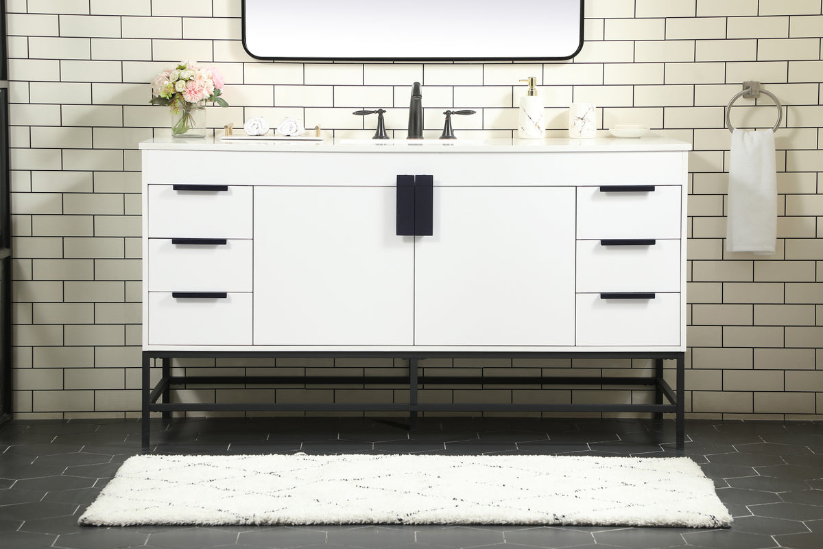 60 inch Single bathroom vanity in white