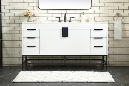 60 inch Single bathroom vanity in white