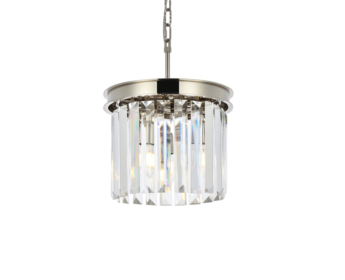 Sydney 3 light polished nickel Pendant Clear Royal Cut Crystal