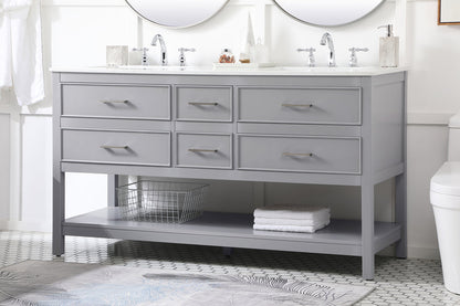 60 inch double bathroom vanity in gray