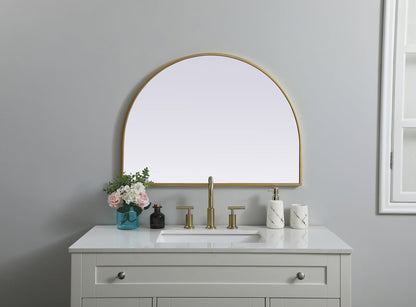 Metal Frame Arch Mirror 33x24 Inch in Brass