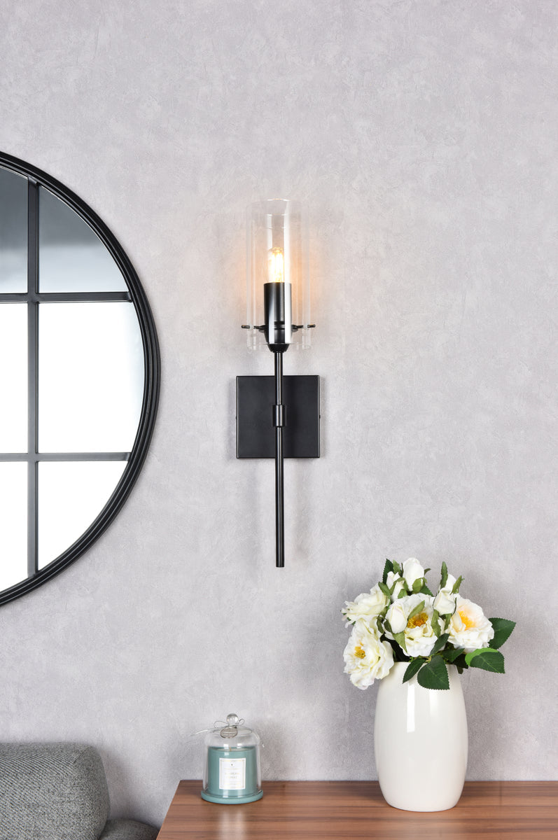 Elsreth 1 light black wall sconce