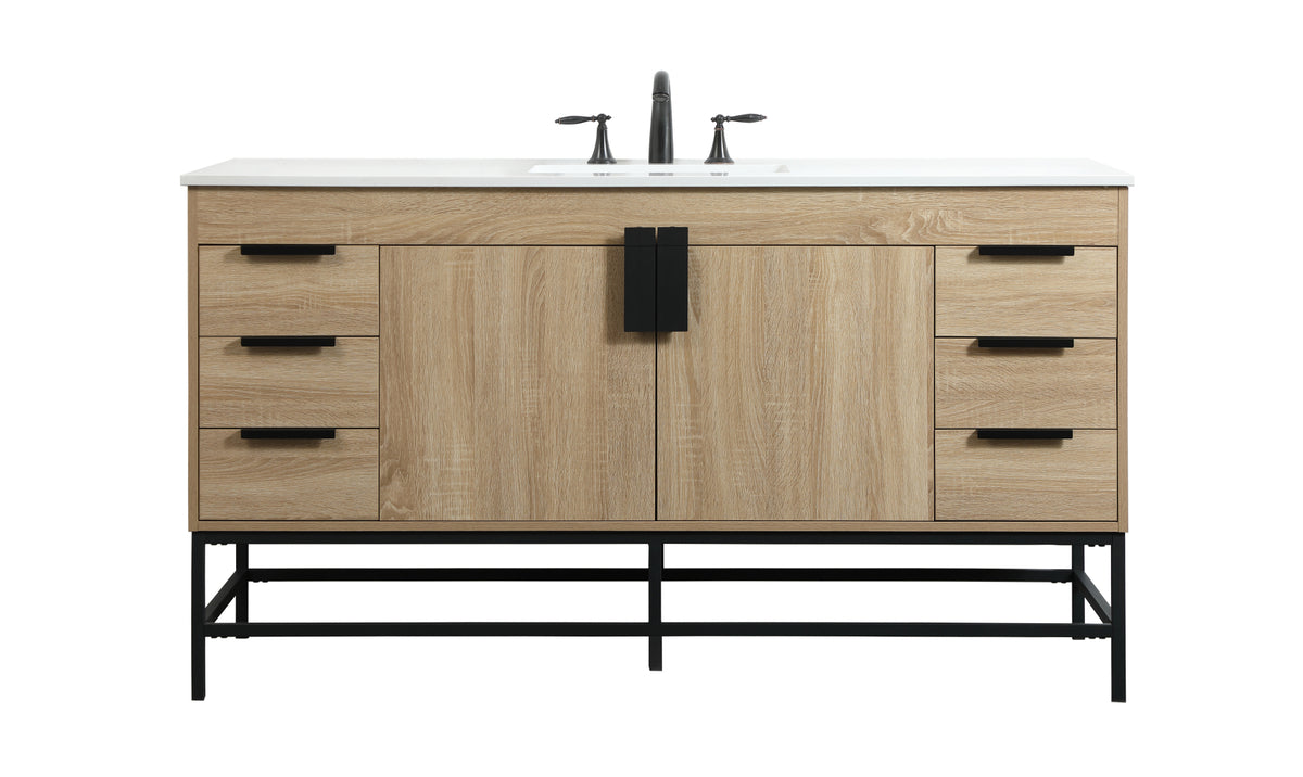 60 inch Single bathroom vanity in mango wood