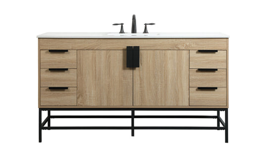 60 inch Single bathroom vanity in mango wood