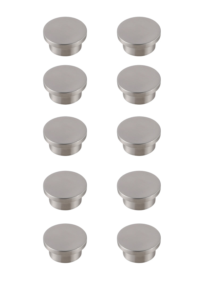 Trovon 1.6" Diameter Brushed Nickel  Oversize Round Knob Multipack (Set of 10)
