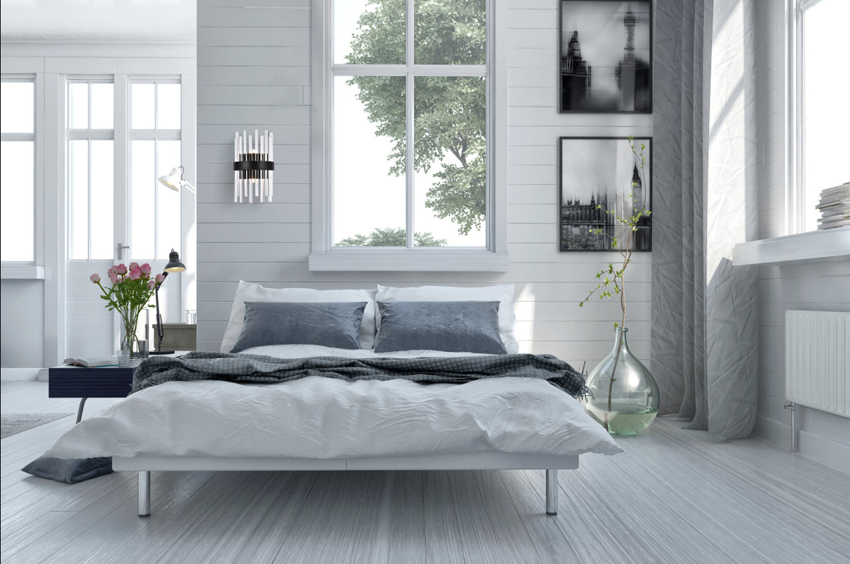 Dallas 8 inch crystal bath sconce in black