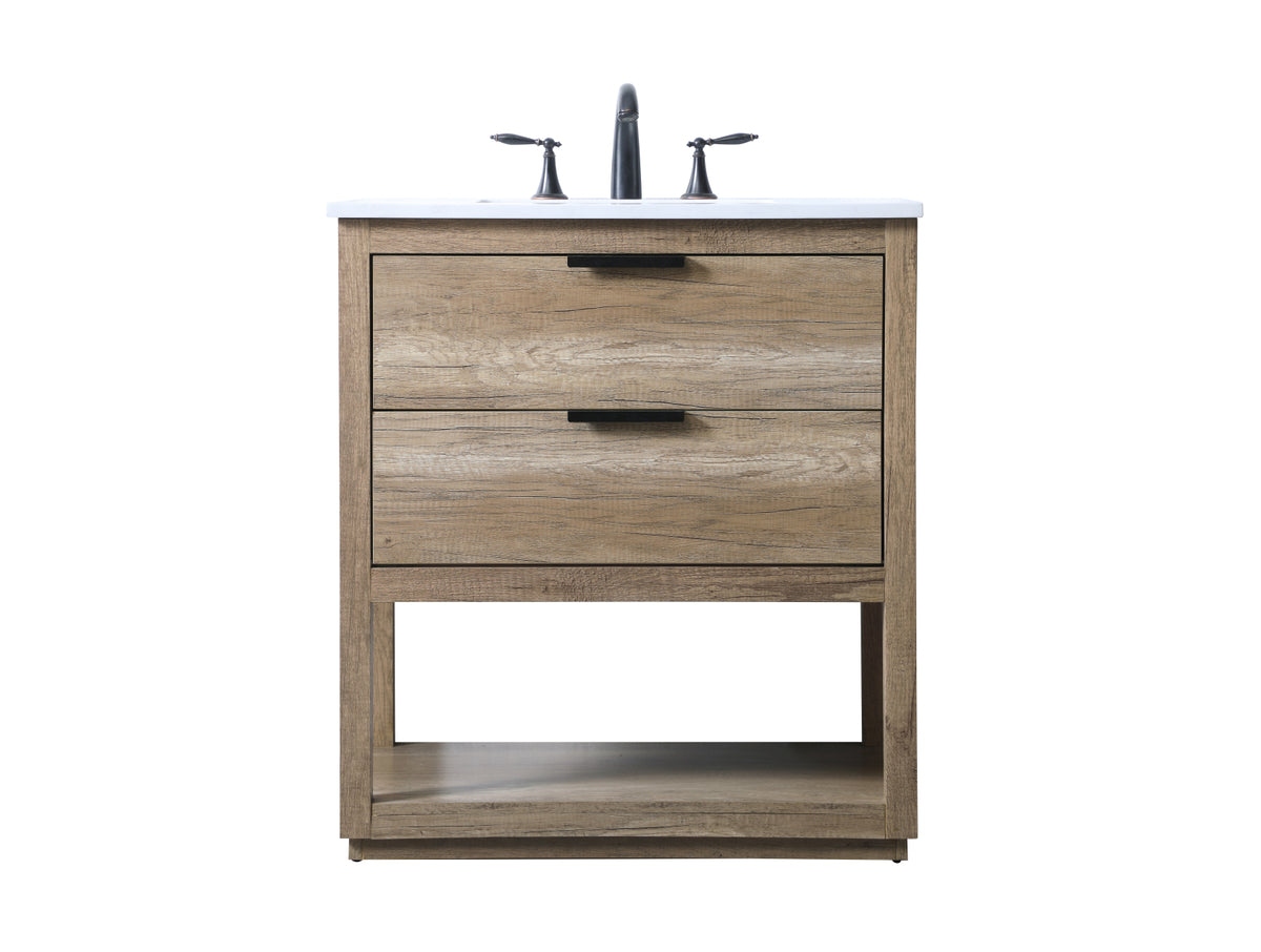 30 Inch SIngle Bathroom Vanity In Natural Oak