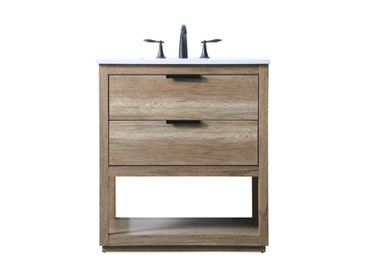 30 Inch SIngle Bathroom Vanity In Natural Oak