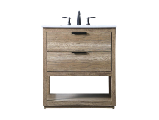 30 Inch SIngle Bathroom Vanity In Natural Oak