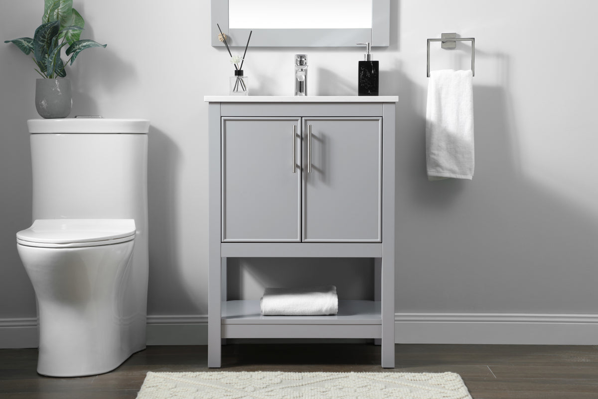 24 Inch SIngle Bathroom Vanity In Grey