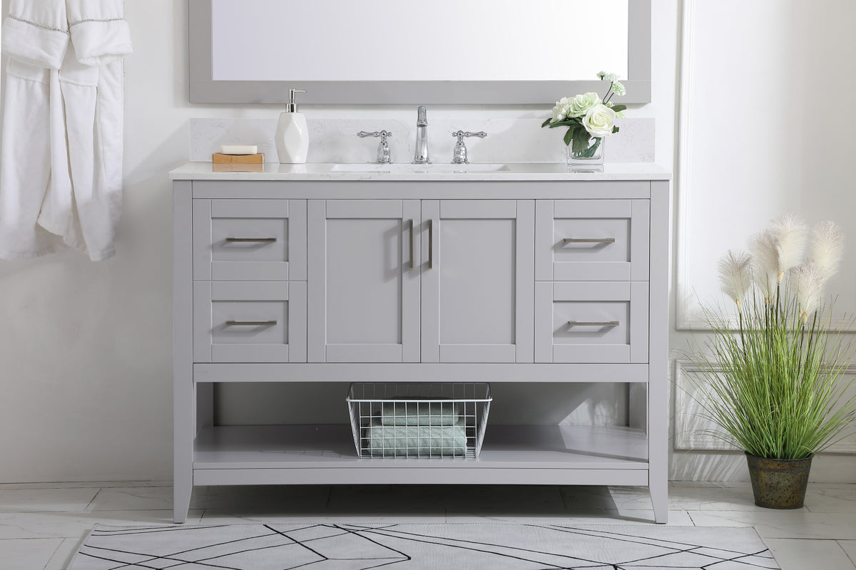 48 inch Single Bathroom Vanity in Grey with Backsplash