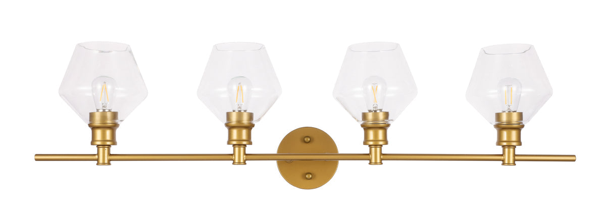 Gene 4 light Brass and Clear glass Wall sconce