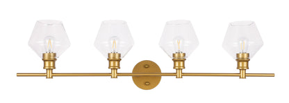 Gene 4 light Brass and Clear glass Wall sconce