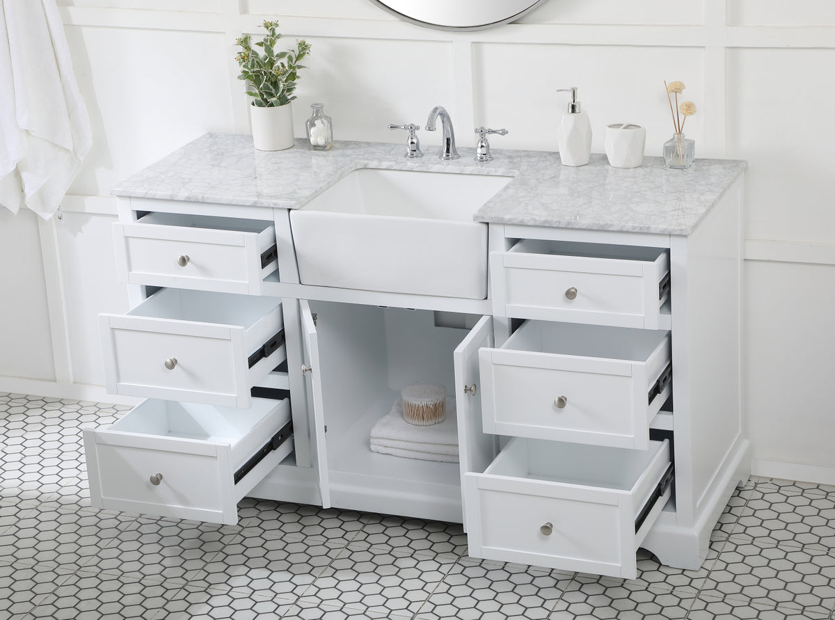 60 inch Single bathroom vanity in white