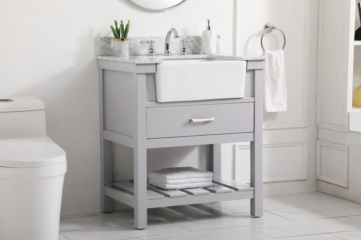 30 inch Single bathroom vanity in grey with backsplash