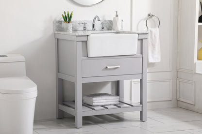 30 inch Single bathroom vanity in grey with backsplash