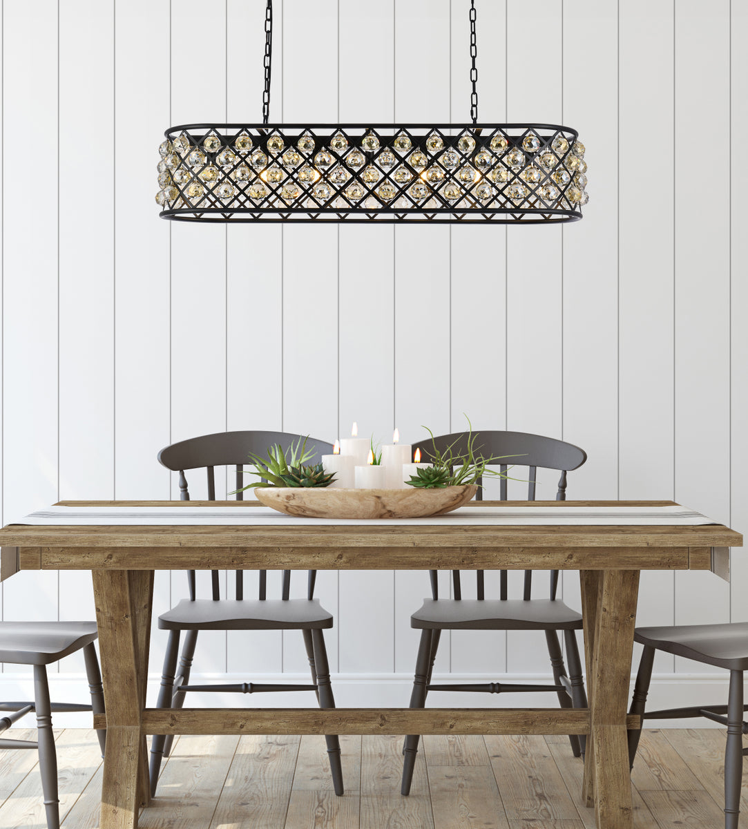 Madison 7 light Matte Black Chandelier Golden Teak (Smoky) Royal Cut Crystal