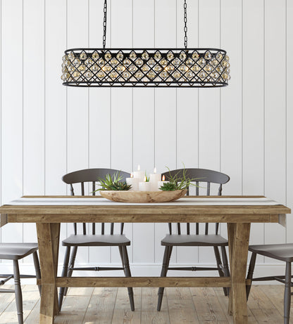 Madison 7 light Matte Black Chandelier Golden Teak (Smoky) Royal Cut Crystal