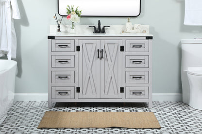 48 inch Single bathroom vanity in grey with backsplash