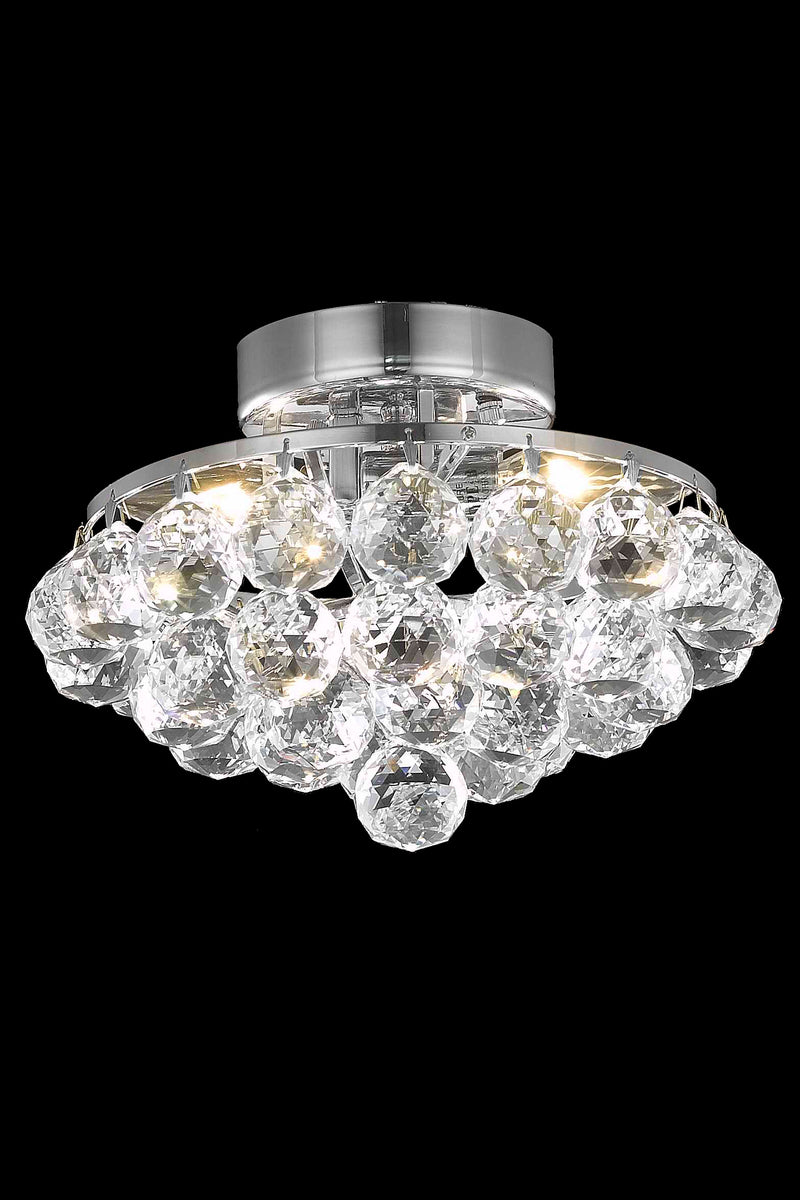 Corona 3 light Chrome Flush Mount Clear Royal Cut Crystal