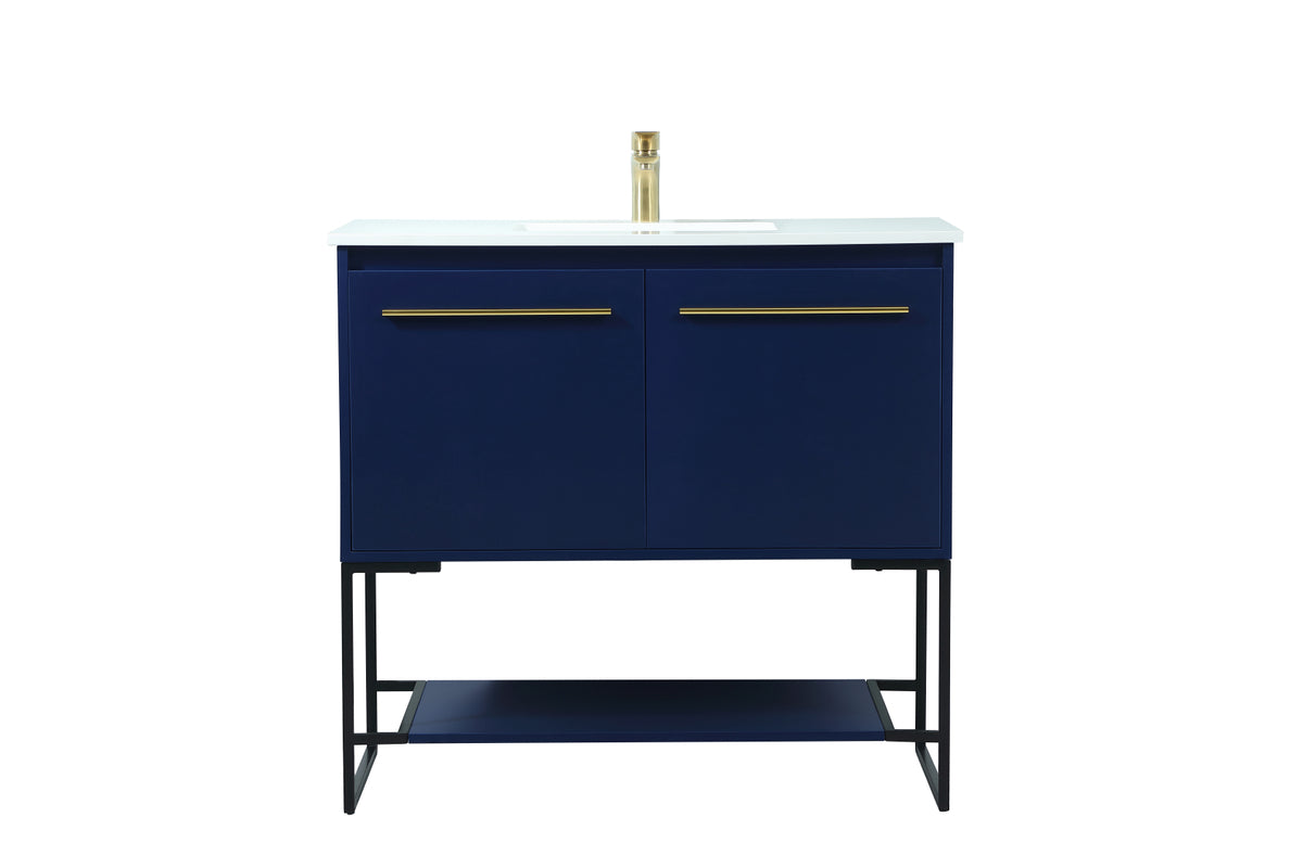 36 inch Single bathroom vanity in blue