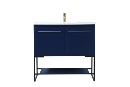 36 inch Single bathroom vanity in blue