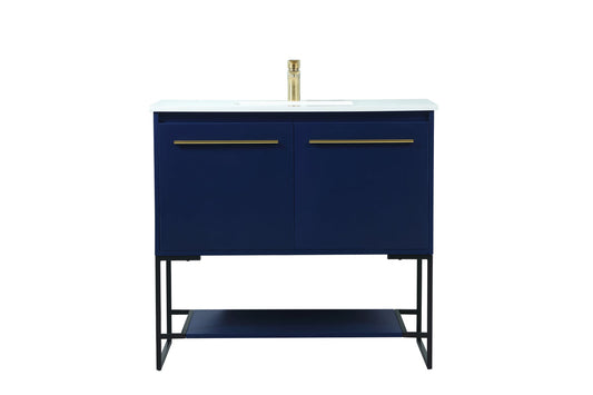 36 inch Single bathroom vanity in blue